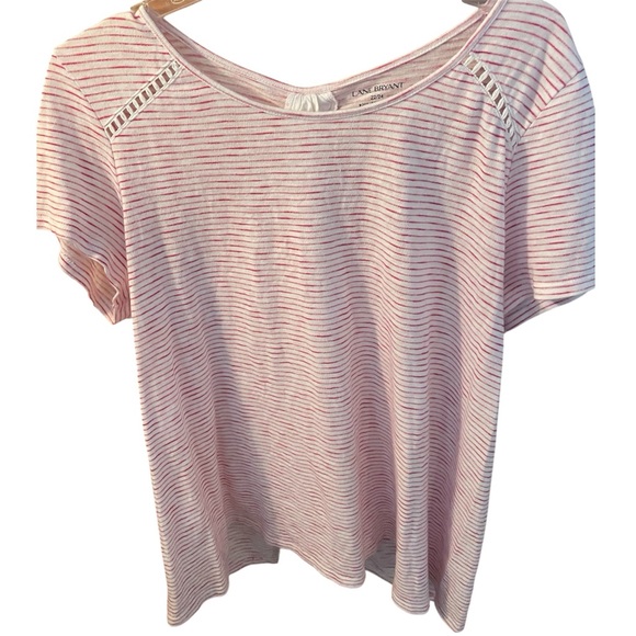 Lane Bryant Tops - Red and White Striped Top with Back Lace-Up Detail by Lane Bryant Plus 22W